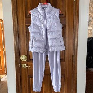 Tek Gear Women's Light Purple Puffer Vest and Jogger Set